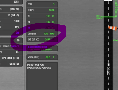 Performance limitation display in EFB